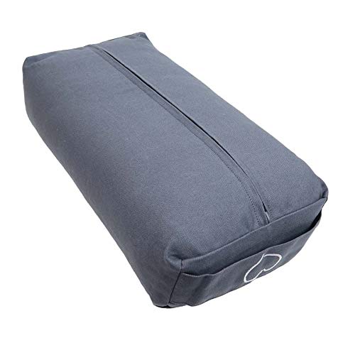 Cojín de meditación Shiva de alta calidad, diseño de "la Flor de la Vida" y relleno interior de cáscara de espelta ecológica. Dimensiones: 40 x 20 x 10 cm. Funda universal y lavable por separado, gris