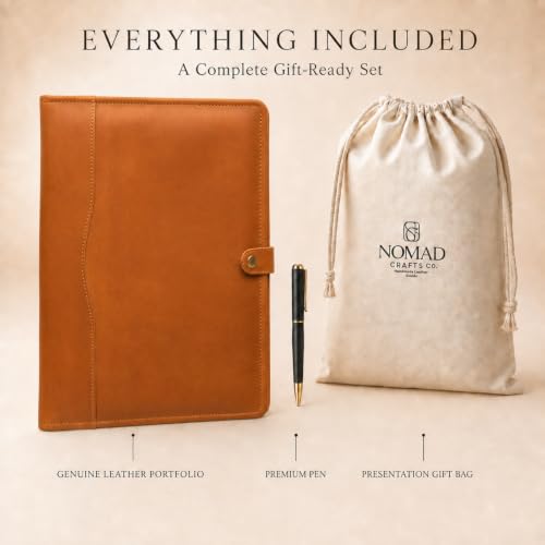 Image of Leather Portfolio, Leather Binder with Pen, Leather Portfolio for Men and Women, Leather Padfolio, Leather Folder, Portfolio Binder, Business Portfolio Men and Women