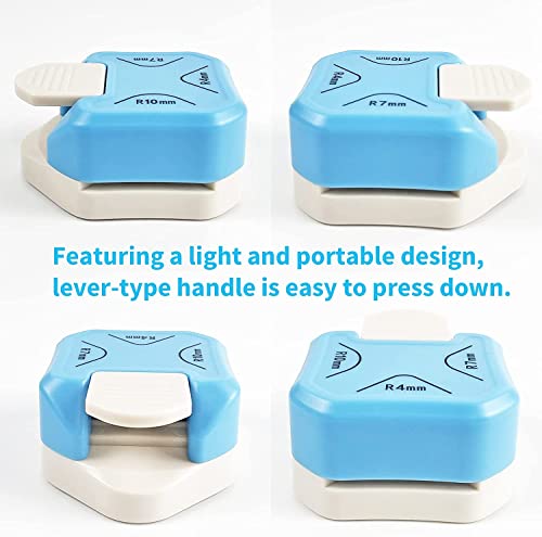 Image of KRAFTMASTERS 3 in 1 Corner Cutter Punch for DIY Art & Crafts, Photo Cutter, Project Book Making, Angle Eater (Size - R4mm, R7mm and R10mm, blue)