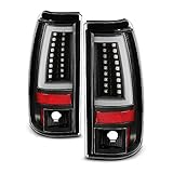 AKKON - Fits 2003-2006 Silverado 1500/1500HD/2500/2500HD 2004-06 3500 2007 Classic C-Tube LED Tail Lamp Brake Lights Pair, Car Vehicle Light Assembly, Black Housing V2