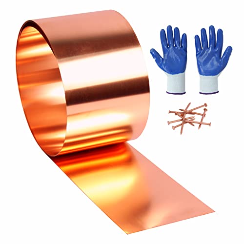 Copper Flashing 99.95% Pure - 28 Gauge 0.3mm Thick Copper Strip - Solid Copper Roll in Various Widths & Length ASTM B152M Copper Sheet - Contractors & DIY Projects (28 Ga 6 Width x 3.5 FT)