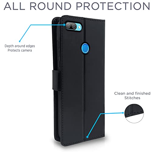 Image of Pikkme Honor 9N Flip Case Leather Finish | Inside TPU with Card Pockets | Wallet Stand and Shock Proof | Magnetic Closing | Complete Protection Flip Cover for Honor 9N (Black)