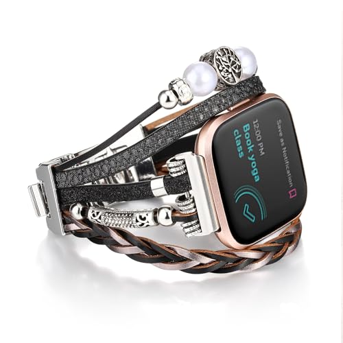 Pulsera de cuero compatible con Fitbit Versa 4/3 y Sense 2 miniatura 1