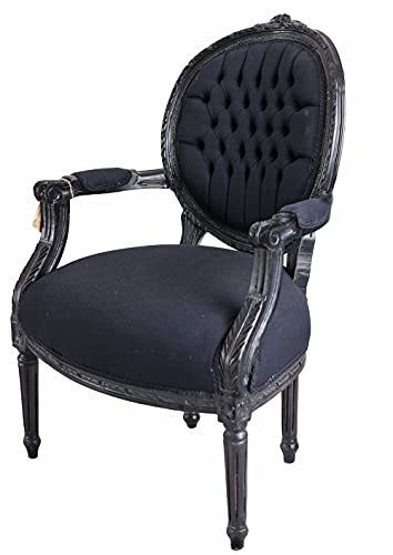 Armlehnstuhl Barockstuhl Schwarz Medaillon Sessel gepolstert Barock Holz Stuhl cat519i49 Palazzo Exklusiv