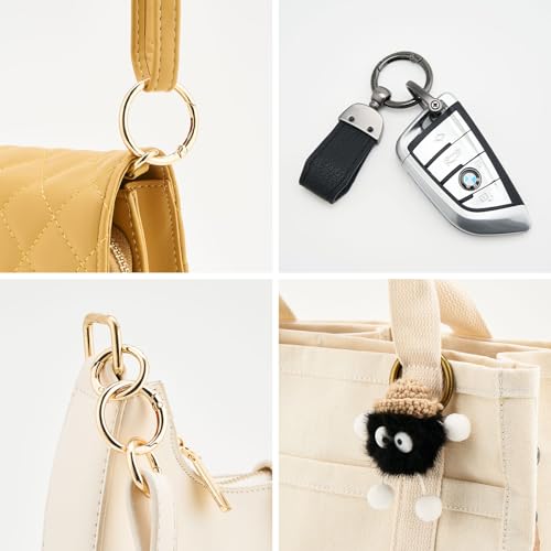 Image of DEVPSISR 15pcs Trigger Spring O Rings Round,Metal Keychain Ring Round Carabiner Clips for Keyrings Buckle, Bags,Purses
