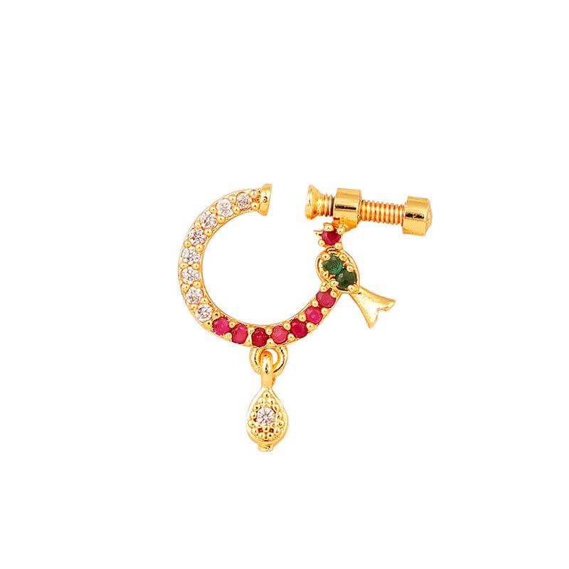 OPAL TOUCH Women Nose pin/Nath Nose Ring Traditional Jewellery-Red-Green Gold Nose Pin (B0CC65CDW4) Amazon Price History, Amazon Price Tracker