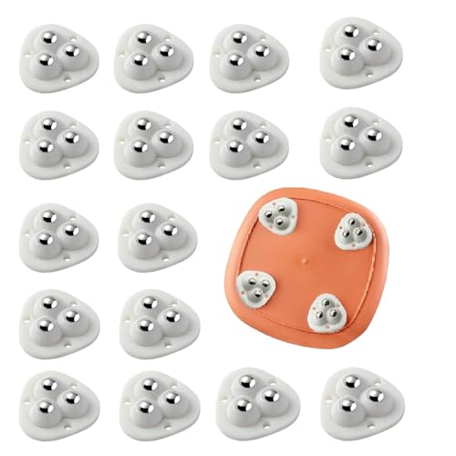 Image of Self-Adhesive Mini Caster Wheels for Furniture - 360 Swivel Sticky Wheels for Kitchen Appliances, Trash Cans, Storage Bins, Heavy-Duty Stainless Steel, Universal Fit (16 Pcs)