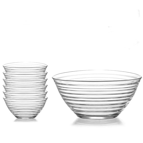 Image of WRINGO Glass Bowl for Kitchen Prep, Dessert, Dips, and Candy Dishes, Cake, Snack Bowl Set of 6 Or Nut Bowl and Microwave Safe Clear Glass Bowls for Mixing, Storing Size 4.5 Inch