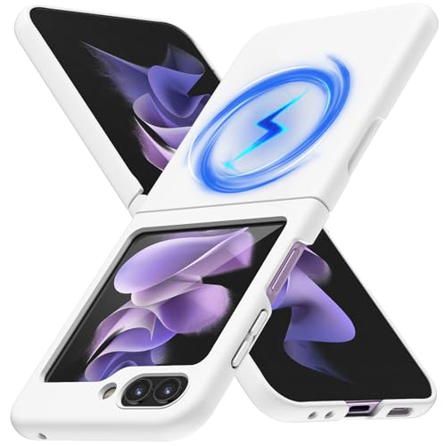 Coque Galaxy Z Flip 5 mate blanche et magnétique rigide PC