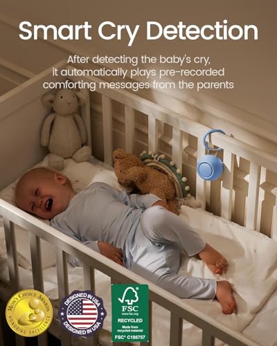 Image of CHICWAY Portable Sound Machine with AI Cry Detection for Baby Adult, Blue | 2026 Mom's Choice Awards, 18 Soothing Sound, Bluetooth Rechargeable White Noise Machine for Home Office, Nursery Light