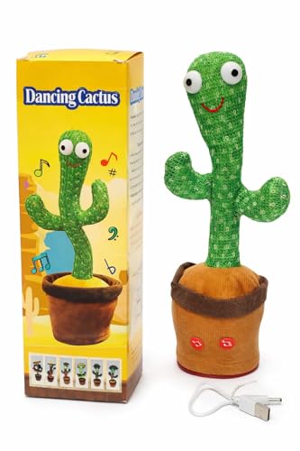Image of Rechargeable Dancing Cactus Toy - Musical Talking Repeating Toy for Kids, Educational Interactive Plush Toy for Boys & Girls, USB Rechargeable with 120 Song