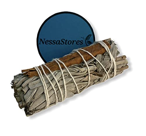 Nessastores - White Sage + Cinnamon Smudge Incense 4" Bundle #Jc-199 (3 Pcs) #TOP2