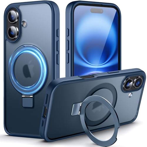Coque MagSafe iPhone 16 antichoc avec béquille invisible et dos mat anti-traces