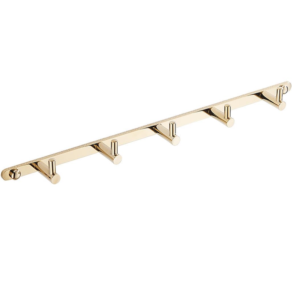 ZHOUXIAO Solid Copper Coat Rack Wall Mounted with Hooks, PVD Vacuum Electroplating Heavy Duty Coat Hook Rail, Robe and Towel Hooks Rack for Bathroom, Entryway, Mudroom, Hats 6hook