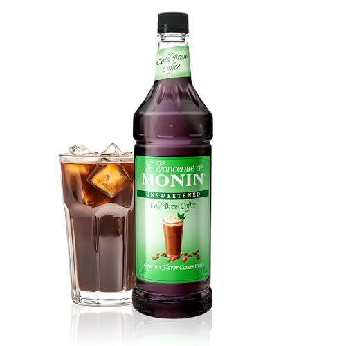 Monin - Premium Unsweetened Cold Brew Coffee Concentrate | Rich Espresso Flavor | Clean Label with No Artificial Flavors, No Artificial Preservatives (BPA-Free Plastic Bottle, 33.8 fl oz)