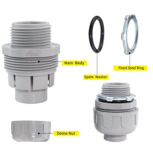 1/2 Inch Flexible Conduit Liquid Tight Connector Nonmetallic Liquid Tight Straight Conduit Pvc Flexible Electrical Conduit Fittings Ul Listed 10Pack #TOP4