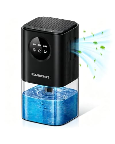 Homtronics Luftentfeuchter Tragbar 1.7L, 7-Farbiges Licht, Ultra-Leise
