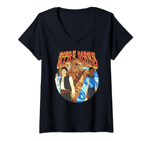 T-shirt Star Wars femme manches courtes col V haut vintage imprimé cartoon