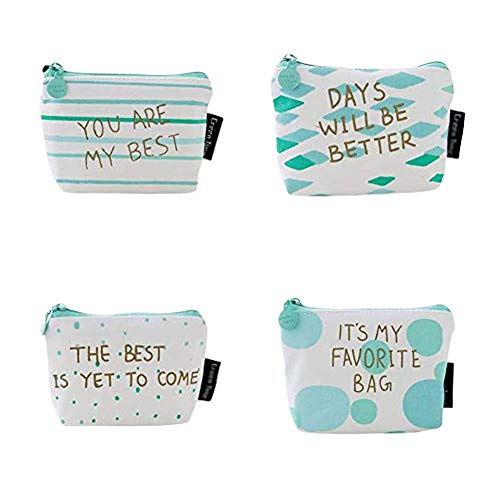 Preisvergleich Produktbild BIGBOBA Mini-Leinenbörse, 4 Stück, für Damen, Geldbörse, Aufbewahrungstasche, für Schlüssel, Handy, Lippenstift, Karte
