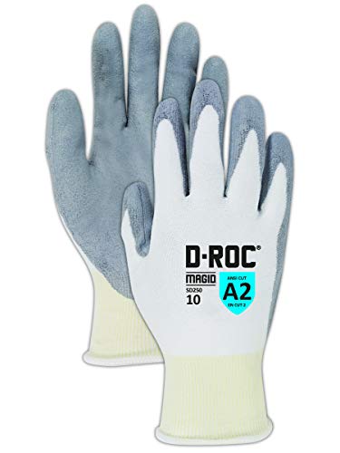 Magid Glove & Safety SD250-5 D-ROC SD250 HPPE Blend PU Palm Coated Gloves, Cut Level A2, Size 5, White (Pack of 12)
