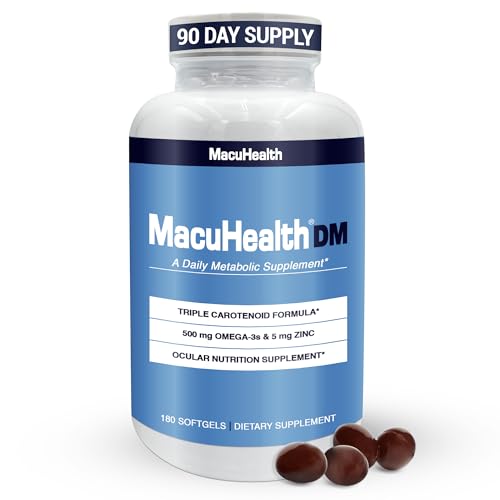 MacuHealth Daily Metabolic Triple Carotenoids with EPA/DHA Omega-3 - Vital Minerals with Zinc 180 Softgels for Long-Lasting Use