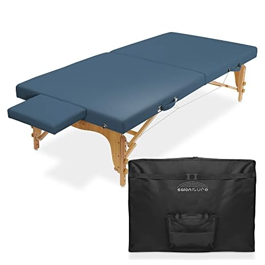 Saloniture Portable Physical Therapy Massage Table - Low to Ground Stretching Treatment Mat Platform - Blue