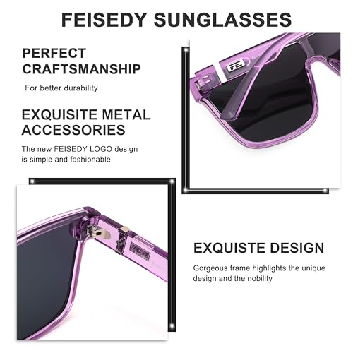 Image of FEISEDY Sunglasses for Women Men, Fashion Mirrored Single Lens Shades