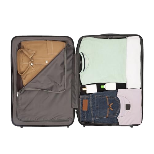 Image of Yayavar Tokyo Textured Hard-Sided Suitcase Bag - 120L| Dual Color Trolley with 4 Spinner Wheels, Number Lock, Water Resistant | Luggage Bag for Travel (Yellow & Black, 75cm, Large)