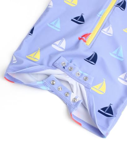 Image of RUGGEDBUTTS Baby /Toddler Boy Swimsuit, One Piece Zipper Rash Guard Sunsuit with UPF 50+ Sun Protection