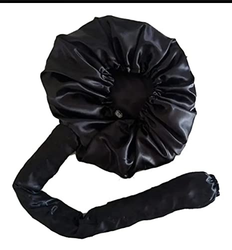 Touca Difusora Secadora Cetim Seda Anti Frizz Preta