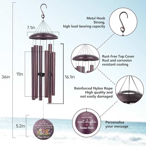 Image of ASTARIN Personalized Retirement Gifts, Retirement Wind Chimes for Women, Retirement Gift for Men, Retirement Gifts for Women 2025, Happy Retirement Gift, 30 inch Wind Chimes for Outside