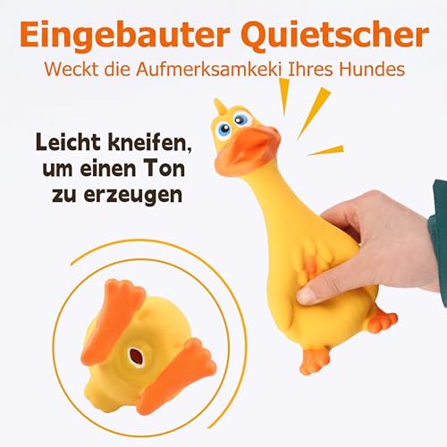 Esshogo Latex-Hühner-Hundespielzeug,Zähneknirschen und Waschen, Quietschspielzeug für Hunde, Niedlicher Look, Interaktive Spiele, Latex-Hühnchen, Quietschendes (Gelb)