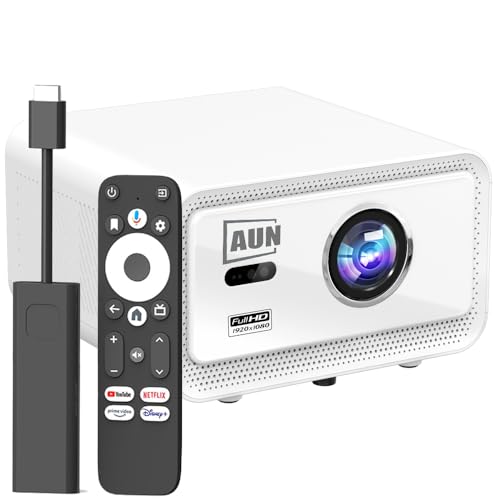 Image of Certified 4K GTVS + AUN Legend Mini Pro Smart Projector 4K Ultra HD, 28000 Lumens, 1080p Native, Auto (Focus+Keystone) Android 12, Dual HDMI & ARC, YouTube Hotstar Prime, AUN Projector for Room