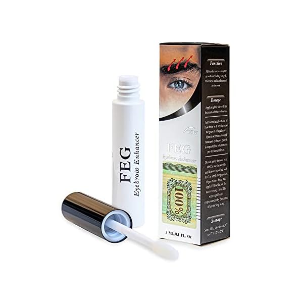 FEG Eyebrow Enhancer Eyebrow Growth Serum for Thicker Brows | Natural Brow Enhancing Serum for Growing and Thickening Eyebrows | Stimulates Natural Eyebrow Growth | 3ml | Single Pack