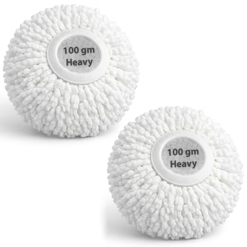 Image of Mop Refill 100gm Pack of 2 | Spin Mop Refill Microfiber Replacement Head | 360 Round Heavy Absorbent & Washable | Compatible with All Spin Mops Buckets