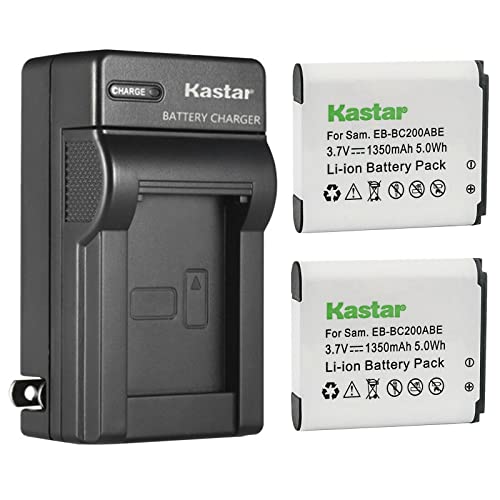 Kastar 2-Pack Battery and AC Wall Charger Replacement for Samsung EB-BC200, EB-BC200ABE, EB-BC200ABK, EB-BC200ABUGUS, GH43-04604A Battery