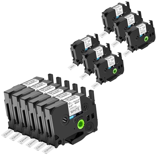 Ruban TZe-231 TZe-241 pour Brother P-Touch H110 H107B cassette étiquette noir sur blanc 12PK