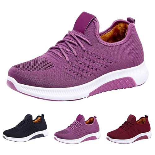 Zapatillas cálidas de invierno para mujer, antideslizantes, botas de nieve, botas de invierno, zapatillas de deporte, forradas, invierno, otoño, tobillo, ligeras, con cordones, zapatos deportivos