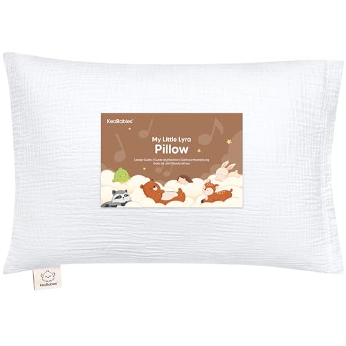 KeaBabies Toddler Pillow with Pillowcase 13x18 Soft Breathable Organic Cotton Muslin Kids Pillow for Sleeping Travel Preschool Nap Small Bed Toddler Age 2 Year Old to 5 (Soft White)