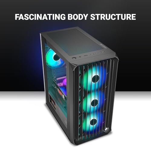 Image of Ant Esports 205 Mini 6F Mini-Tower Computer Case /Gaming Cabinet - Black | Support Micro-ATX, Mini-ITX | Pre-Installed 6 ARGB Fans