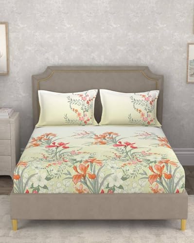 Image of Portico New York Super King Size Flat Bedsheet with 2 Pillow Covers Facets (Multicolor 6)