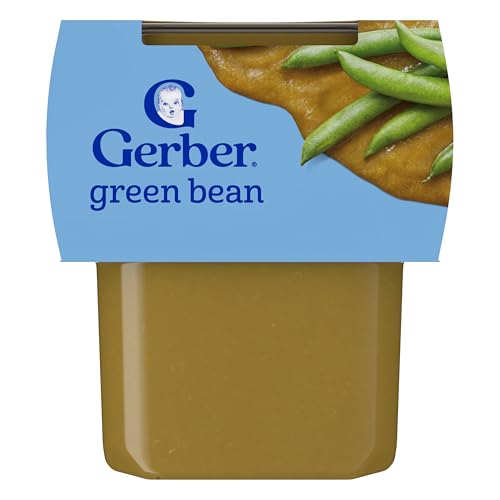 Gerber Stage 2 Baby Food, Green Beans Puree Tubs, No Added Salt, No Artificial Colors or Flavors, Baby Puree, 16-Pack