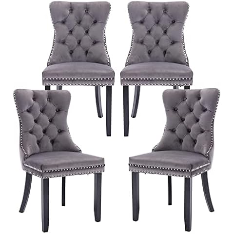 Luxury Grey Velvet Dining Chairs Set of 4 Cover