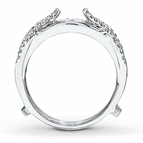 V Touch Round Cut D/VVS1 Diamond Engagement Solitaire Enhancer Guard Wrap Jacket Ring For Women's 14K White Gold Plated 925 Sterling Sliver2