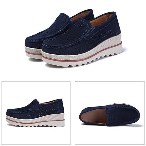 Image of YING LAN Women Slip On Loafers Comfort Suede Moccasins Wide Low Top Shoes