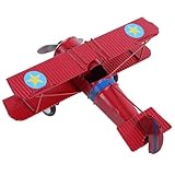 CIMAXIC 鉄製ヴィンテージ複葉機モデル 用おもちゃ兼ホームデコ 飾り付けになレトロ航空機置物 手作り精密クラフト 赤色