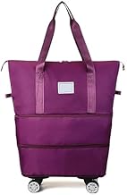 Rolling Duffle Bag with Wheels, Expandable Foldable Duffle Bag with Wheels and Handle for Travel Rolling Luggage Bag Carry on Duffel Bag Wheeled (Deep Purple)