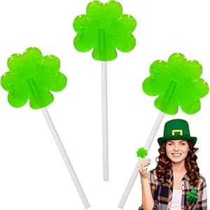 St. Patrick's Day 25 Green Shamrock Lollipops, Clover Candy Suckers, Party Favor, Individually Wrapped (25-Pack) St Patricks Day 25 Green Shamrock Lollipops Clover Candy Suckers Party Favor Individually Wrapped 25 Pack
