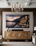 Stanley Furniture TV Stand for Living Room, Modern Solid Wood TV Console Cabinet with Storage Entertainment Center Television Stand, Media Console Table, Flakey White Oak Veneer Finish Mueble para TV