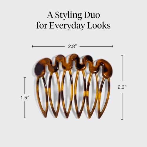 Kitsch French Hair Comb – French Side Comb, Hair Accessories for Women | Hair Combs Clips – French Comb Set for Sleek Styles – Styling Combs for Women and Updo Hair Accessories - 2 pc, Tort - image 4